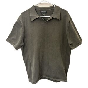 Banana Republic Polo Sweater XL Olive Green Short Sleeve Knit Cotton Blend
